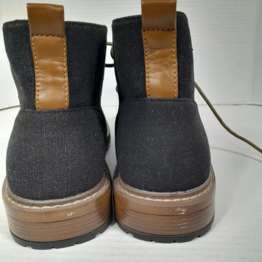 Perry Ellis Tim II Shoes Men SZ 11 Charcoal Black Canvas Chukka Boots LUG SOLE - Picture 9 of 10